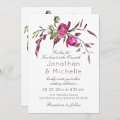 Elegante Roze Paarse Bloemige Christelijke Bruilof Kaart (Voorkant / Achterkant)