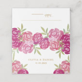 Elegante roze & Paarse bloemige Rozen bladeren bru Plaatskaartje (Buitenkant ongevouwen)