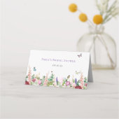 Elegante Roze Paarse Bloemige Vlinders Plaatskaartje (Achterkant)