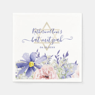 Elegante roze Paarse bloemknuppel Mitzvah Servet