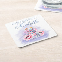 Elegante Roze Paarse Gelukkige Verjaardag Theepart