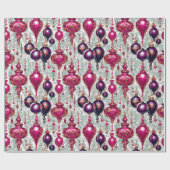Elegante Roze Paarse Kerstversieringen Cadeaupapier (Vlak)