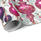 Elegante Roze Paarse Kerstversieringen Cadeaupapier (Rol Hoek)