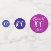 Elegante Roze Paarse Krans 100ste Verjaardag Confetti (Achterkanten)