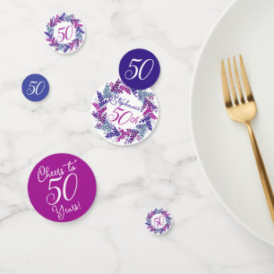 Elegante Roze Paarse Krans 50ste Verjaardag Confet Confetti