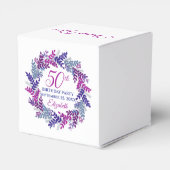 Elegante Roze Paarse Krans 50ste Verjaardag Party Bedankdoosjes (Achterkant)