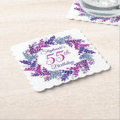 Elegante roze Paarse krans 55e verjaardag Kartonnen Onderzetters (Gebogen)