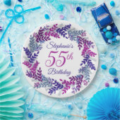 Elegante roze Paarse krans 55e verjaardag Papieren Bordje (Feest)