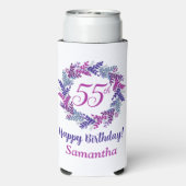 Elegante roze Paarse krans 55e verjaardag Seltzer Blikjeskoeler (Seltzer Achterkant)