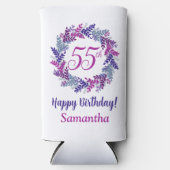 Elegante roze Paarse krans 55e verjaardag Seltzer Blikjeskoeler (Voorkant)