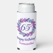 Elegante roze Paarse krans 65e verjaardag Seltzer Blikjeskoeler (Seltzer Voorkant)