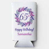Elegante roze Paarse krans 65e verjaardag Seltzer Blikjeskoeler (Voorkant)