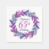 Elegante roze Paarse krans 65e verjaardag Servet (Voorkant)