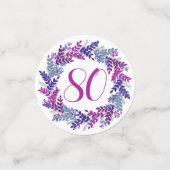 Elegante Roze Paarse Krans 80ste Verjaardag Confet Confetti (Kleine voorkant)