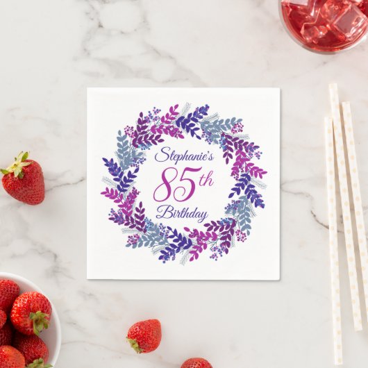 Elegante roze Paarse krans 85e verjaardag Servet (Insitu)