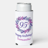 Elegante roze Paarse krans 95e verjaardag Seltzer Blikjeskoeler (Seltzer Voorkant)