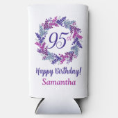 Elegante roze Paarse krans 95e verjaardag Seltzer Blikjeskoeler (Voorkant)