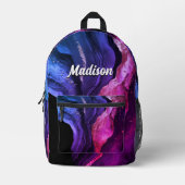 Elegante roze paarse marmeren kunst faux glitter bedrukte rugzak (Voorkant)