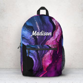 Elegante roze paarse marmeren kunst faux glitter bedrukte rugzak