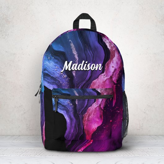 Elegante roze paarse marmeren kunst faux glitter bedrukte rugzak
