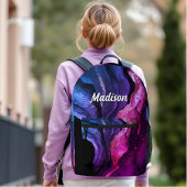 Elegante roze paarse marmeren kunst faux glitter bedrukte rugzak