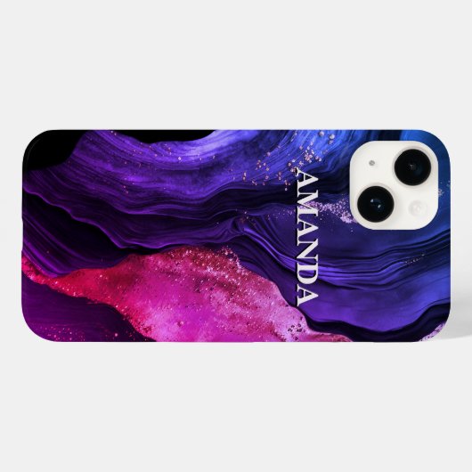 Elegante roze paarse marmeren kunst faux glitter Case-Mate iPhone case (Achterkant (horizontaal))