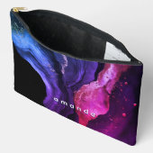 Elegante roze paarse marmeren kunst faux glitter etui (Open)