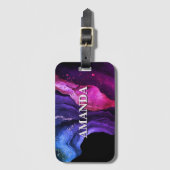 Elegante roze paarse marmeren kunst faux glitter l bagagelabel (Voorkant (verticaal))