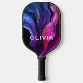 Elegante roze paarse marmeren kunst faux glitter l pickleball paddle (Voorkant)