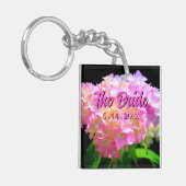 Elegante roze paarse oranje hortensia's de Bruid Sleutelhanger (Voorkant Links)