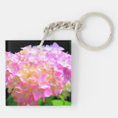 Elegante roze paarse oranje hortensia's de Bruid Sleutelhanger (Achterkant)