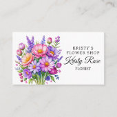 Elegante roze Paarse perzik bloemist Visitekaartje (Voorkant)