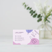 Elegante Roze & Paarse Spijkertechnicus Manicurist Visitekaartje (Staand voorkant)
