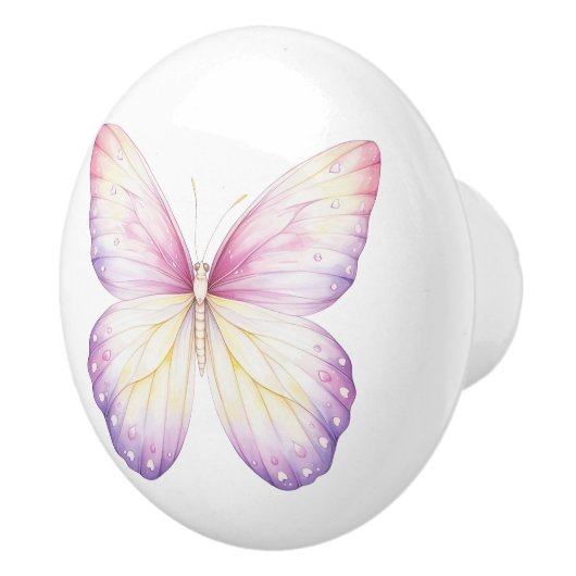 Elegante roze Paarse vlinder  ladeknop Keramische Knop (Rechts)