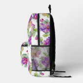 Elegante roze paarse waterverf bloemen bedrukte rugzak (Rechts)