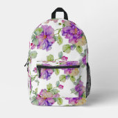 Elegante roze paarse waterverf bloemen bedrukte rugzak (Voorkant)