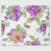 Elegante roze paarse waterverf bloemen cadeaupapier (Vlak)