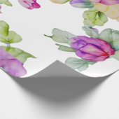Elegante roze paarse waterverf bloemen cadeaupapier (Hoek)