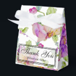 Elegante roze paarse waterverf bloemen Dank je wel Bedankdoosjes<br><div class="desc">Deze romantische roze bloemige bedankdoos is perfect voor elke tuin-, botanische, bloemige, romantische, buiten-, rustieke, vintage-, boho- of formele bruiloft.</div>