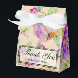 Elegante roze paarse waterverf bloemen Dank u Bedankdoosjes<br><div class="desc">Deze romantische roze bloemendoos is ideaal voor elke tuin, botanische, bloemige, romantische, outdoor, rustieke, , boho of officiële bruiloft. Het is een uitstekende keuze voor elk voorjaar, zomer of herfst evenementen. Ideaal voor lente, zomer, winter of herfst evenementen. Als u wilt beginnen met het wijzigen van namen en gebeurtenisdetails, klikt...</div>