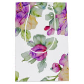 Elegante roze paarse waterverf bloemen medium cadeauzakje (Voorkant)