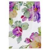 Elegante roze paarse waterverf bloemen medium cadeauzakje (Achterkant)