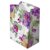 Elegante roze paarse waterverf bloemen medium cadeauzakje (Achterkant Gekanteld)