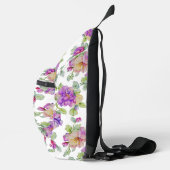 Elegante roze paarse waterverf bloemen personalise sling bag (Rechts)