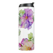 Elegante roze paarse waterverf bloemen thermosbeker (Gedraaid links)