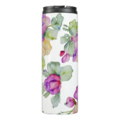 Elegante roze paarse waterverf bloemen thermosbeker (Achterkant)