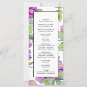 Elegante roze paarse waterverf bloemenbruiloft (Achterkant)