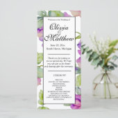 Elegante roze paarse waterverf bloemenbruiloft (Staand voorkant)