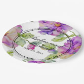 Elegante roze paarse waterverf bloemenbruiloft papieren bordje (Gekanteld)