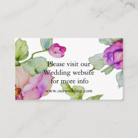 Elegante roze paarse waterverf bloemige Trouw Informatiekaartje (Voorkant)